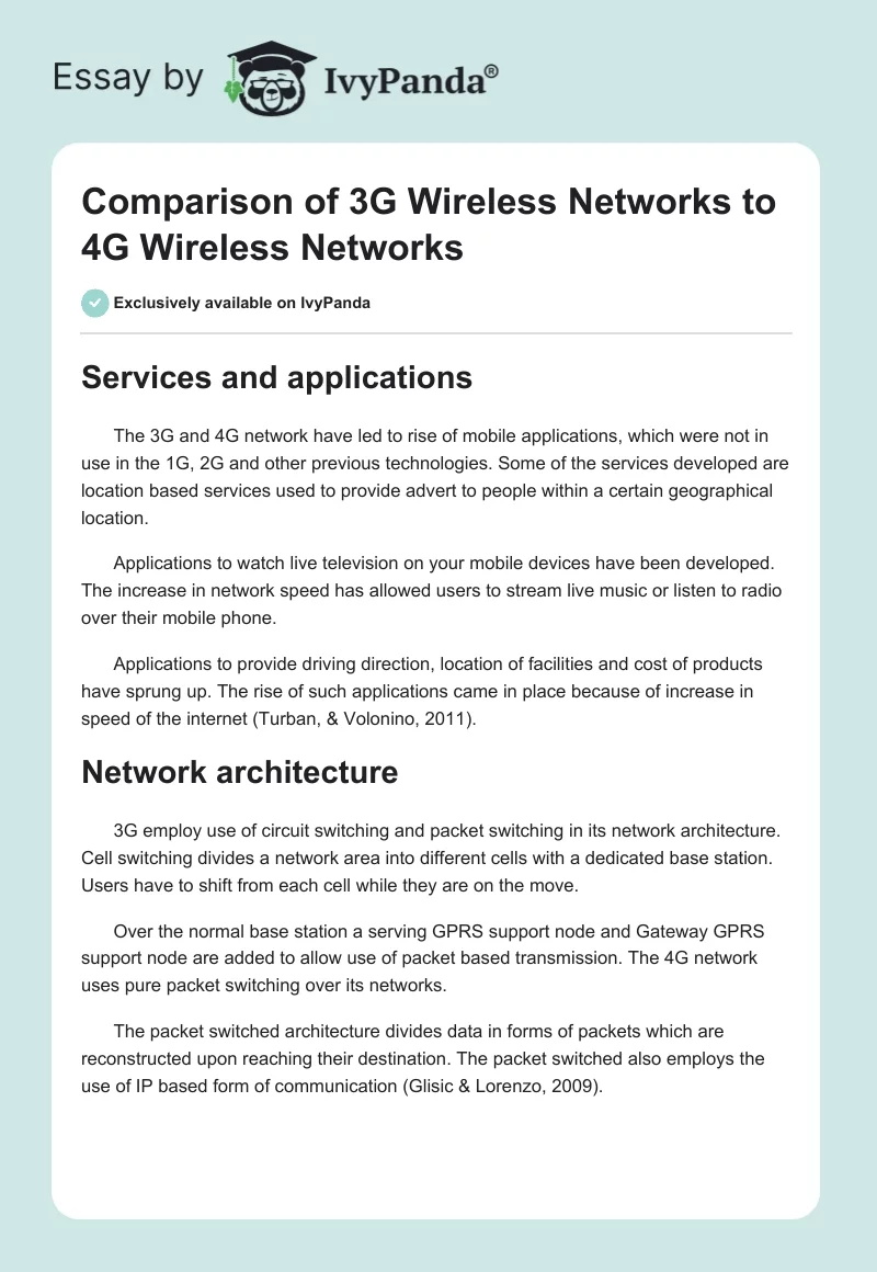 Comparison of 3G Wireless Networks to 4G Wireless Networks. Page 1