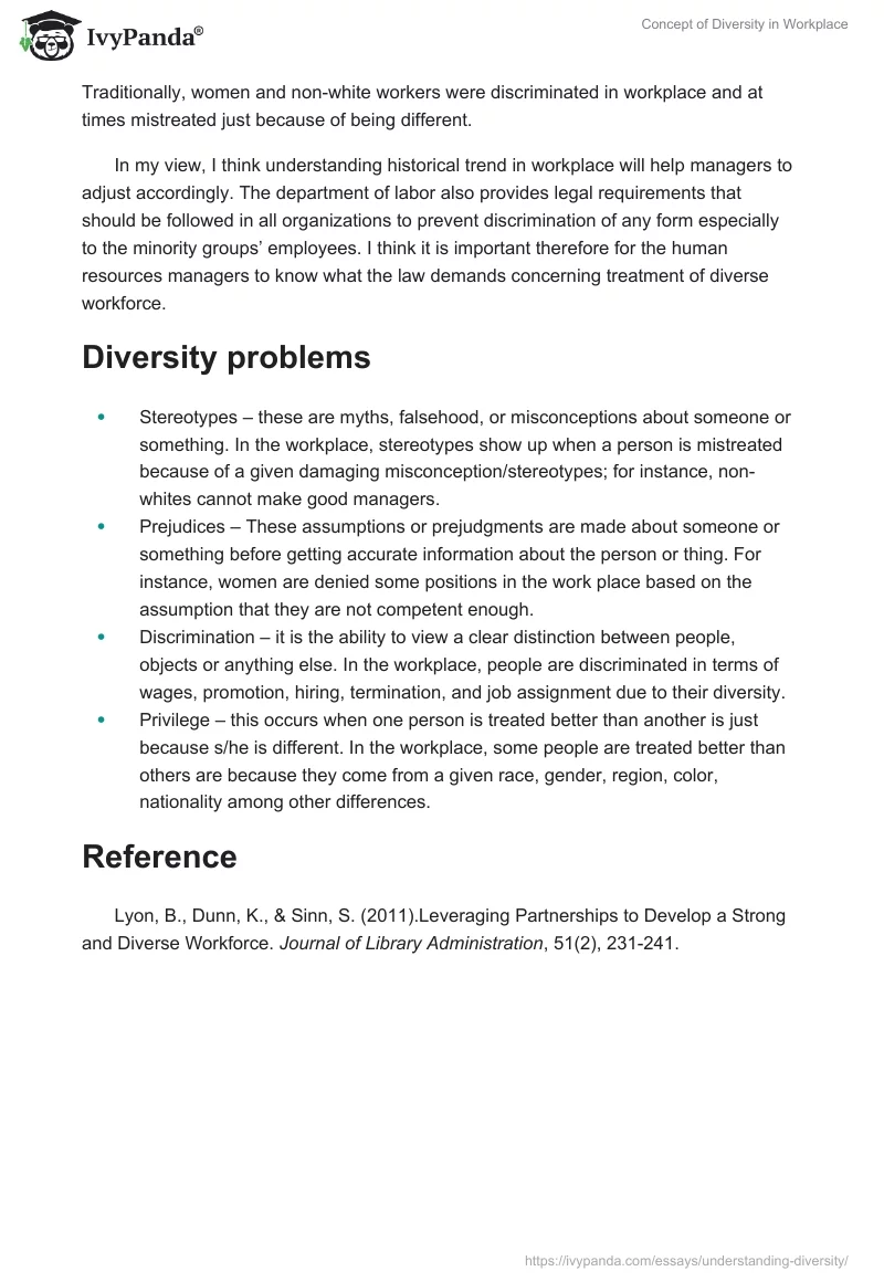 Concept of Diversity in Workplace. Page 2