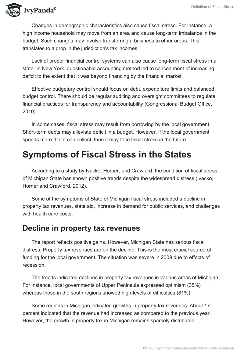 Definition of Fiscal Stress. Page 5