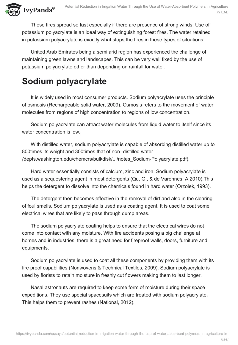 Potential Reduction in Irrigation Water Through the Use of Water-Absorbent Polymers in Agriculture in UAE. Page 5