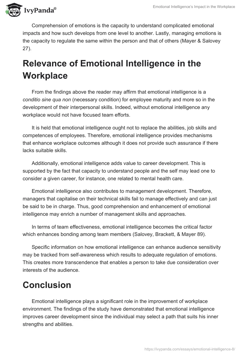 Emotional Intelligence’s Impact in the Workplace. Page 2