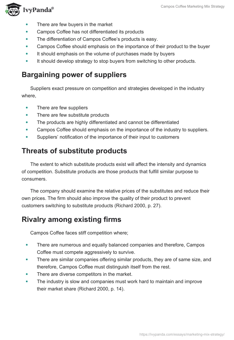 Campos Coffee Marketing Mix Strategy. Page 3