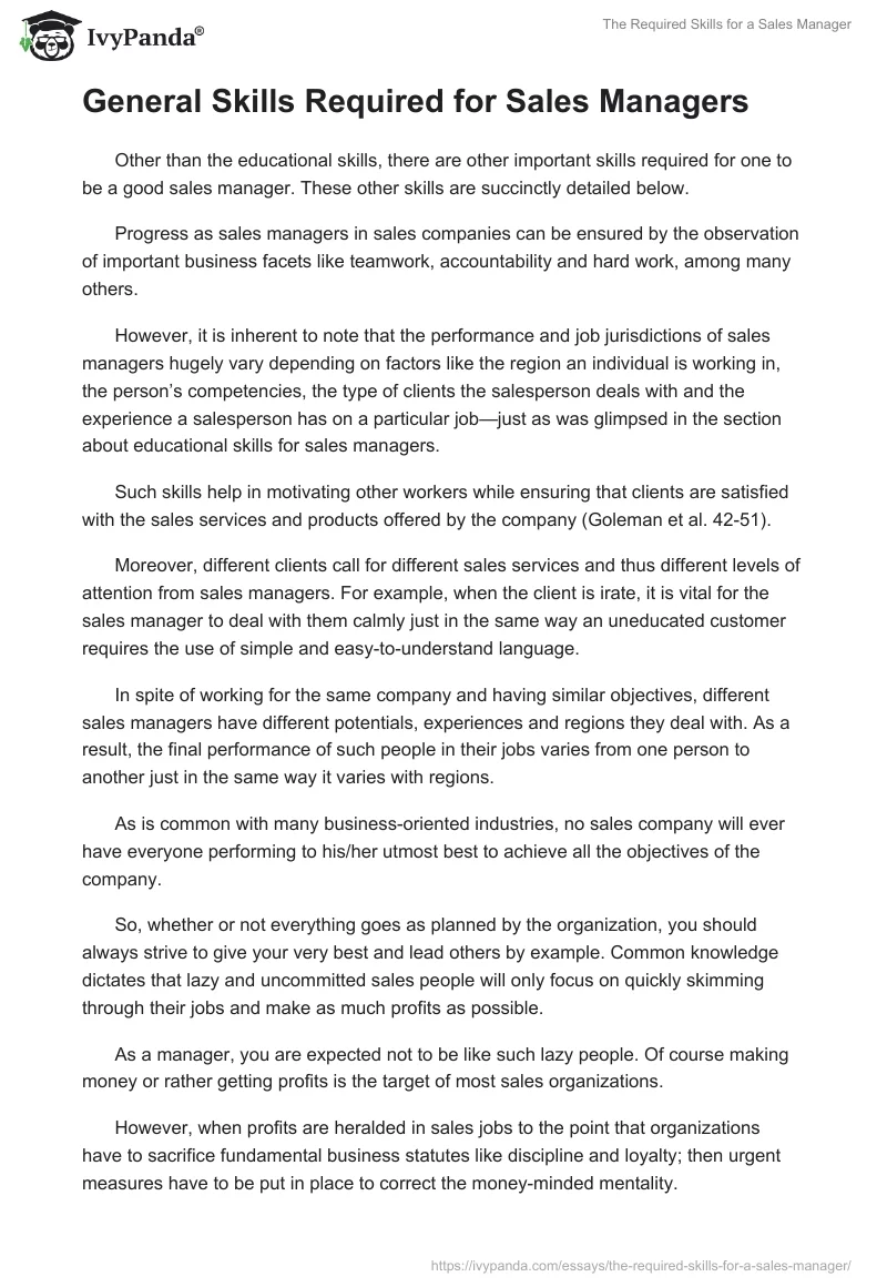 The Required Skills for a Sales Manager. Page 3