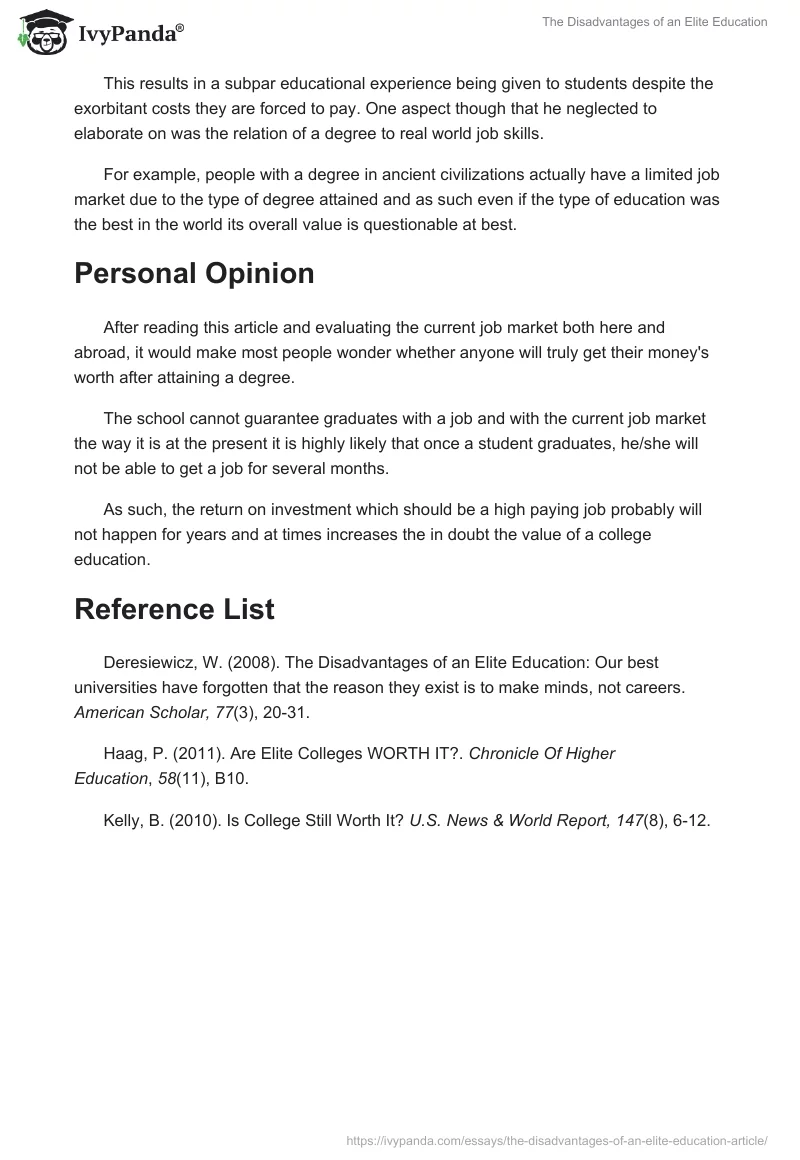"The Disadvantages of an Elite Education". Page 3