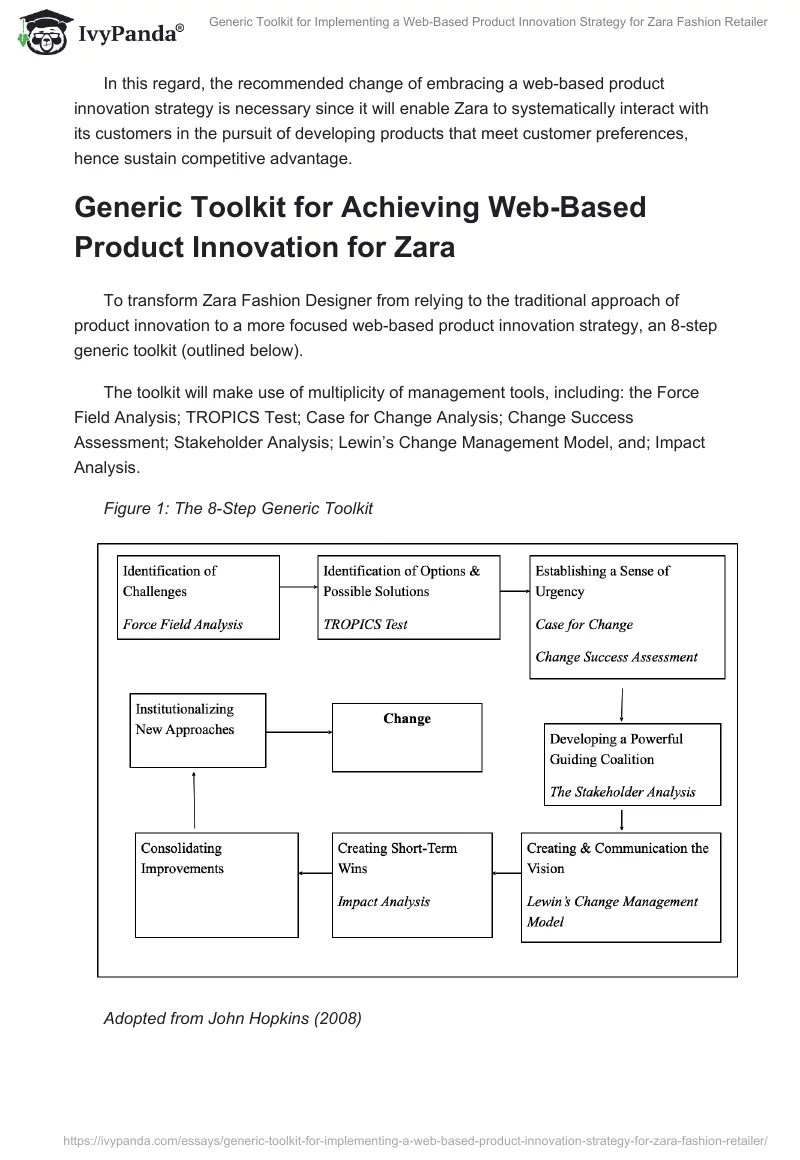 Generic Toolkit for Implementing a Web-Based Product Innovation Strategy for Zara Fashion Retailer. Page 3