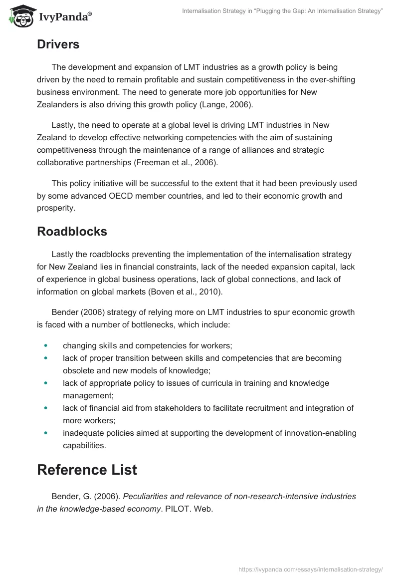 New Zealand: Internalisation Strategy and Knowledge-Based Economy. Page 4
