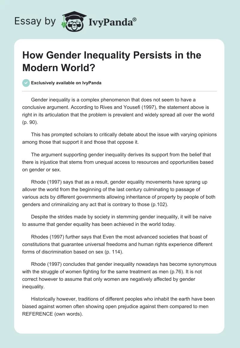 How Gender Inequality Persists in the Modern World?. Page 1