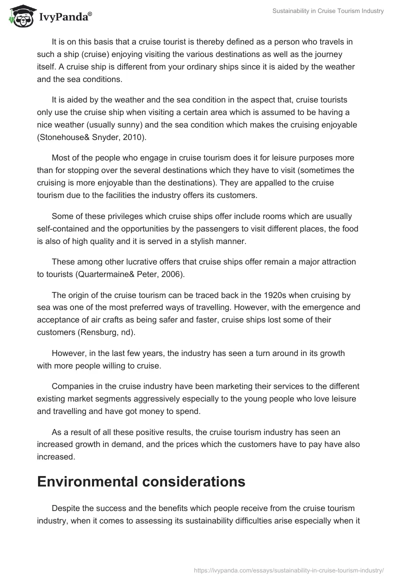 Sustainability in Cruise Tourism Industry. Page 2