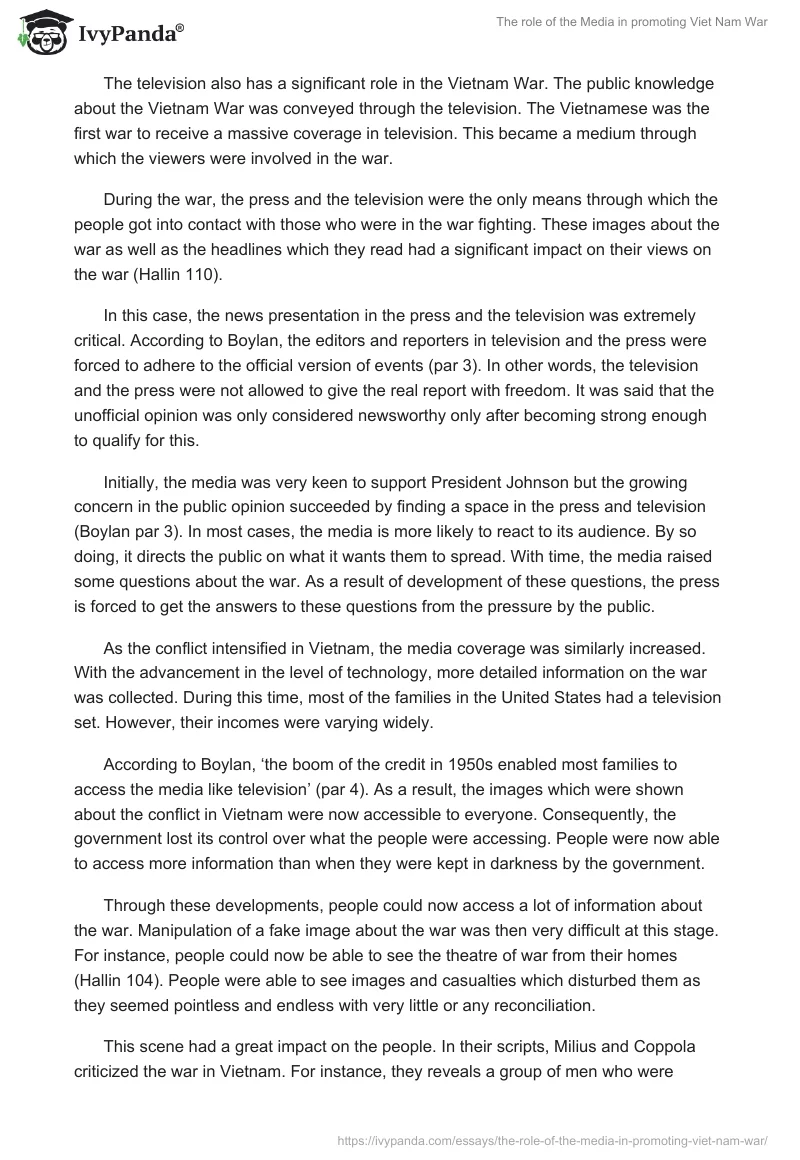 The Role of the Media in Promoting Vietnam War. Page 4
