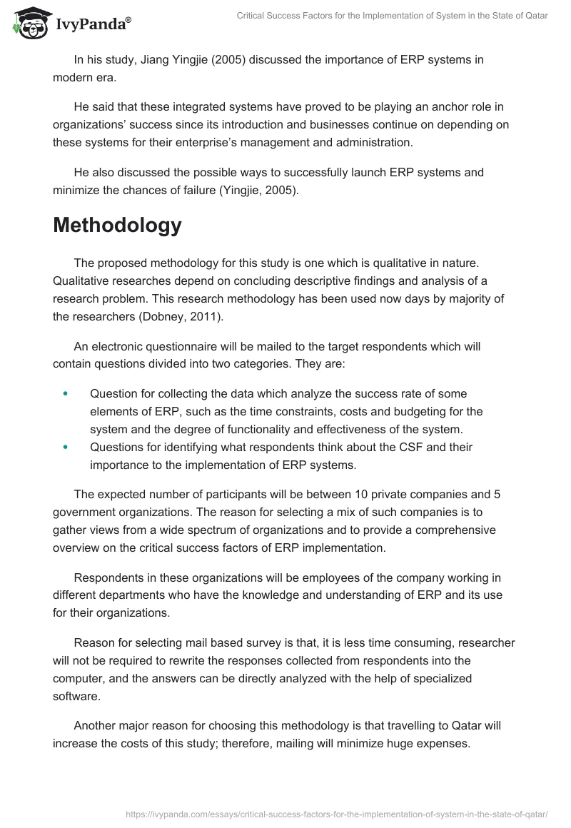 Critical Success Factors for the Implementation of System in the State of Qatar. Page 4