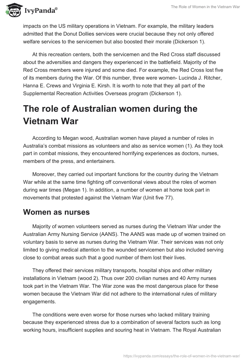 The Role of Women in the Vietnam War. Page 3
