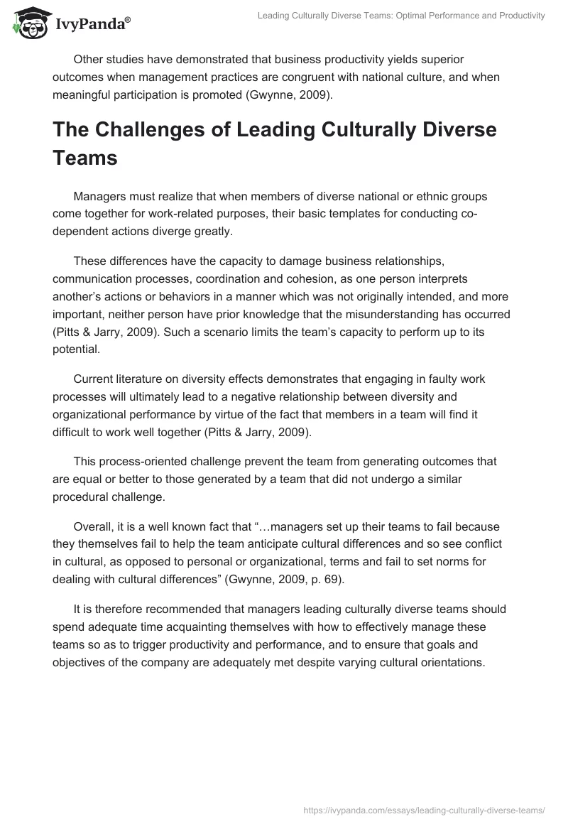 Leading Culturally Diverse Teams: Optimal Performance and Productivity. Page 2