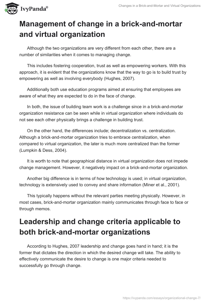 Changes in a Brick-and-Mortar and Virtual Organizations. Page 2