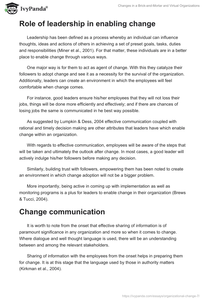 Changes in a Brick-and-Mortar and Virtual Organizations. Page 4