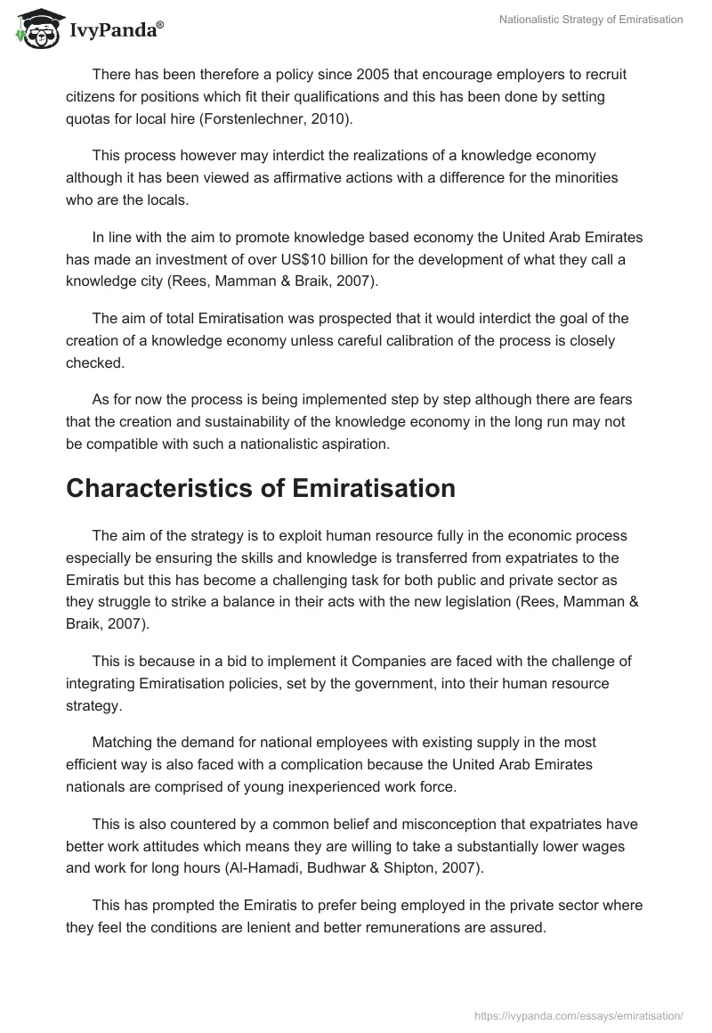 Nationalistic Strategy of Emiratisation. Page 2