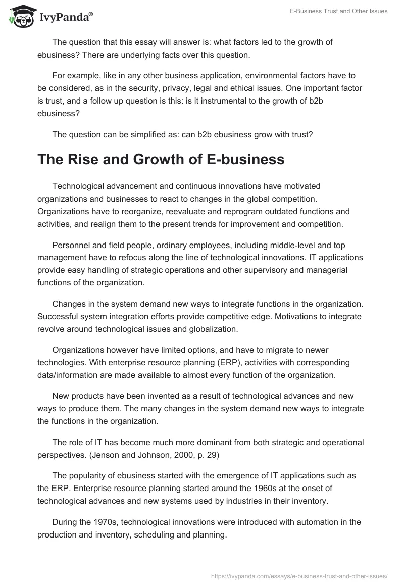 E-Business Trust and Other Issues. Page 2