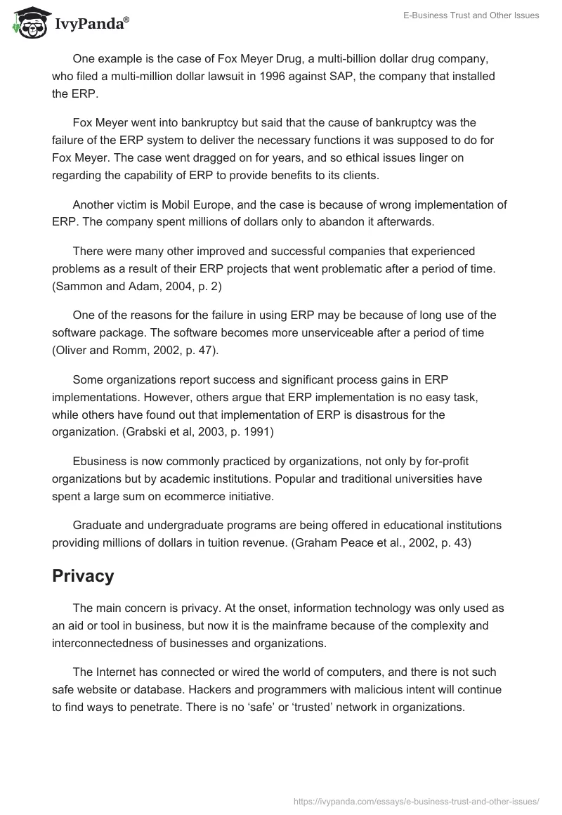 E-Business Trust and Other Issues. Page 5