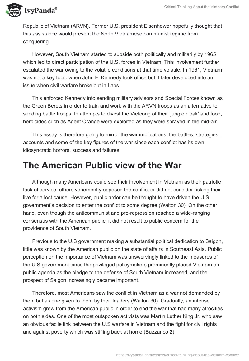 Critical Thinking About the Vietnam Conflict. Page 2