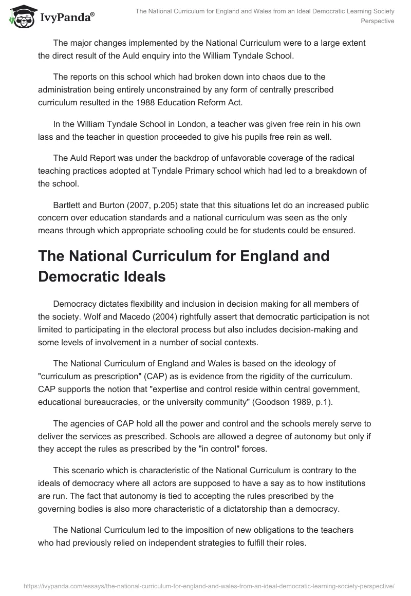 The National Curriculum for England and Wales From an Ideal Democratic Learning Society Perspective. Page 3
