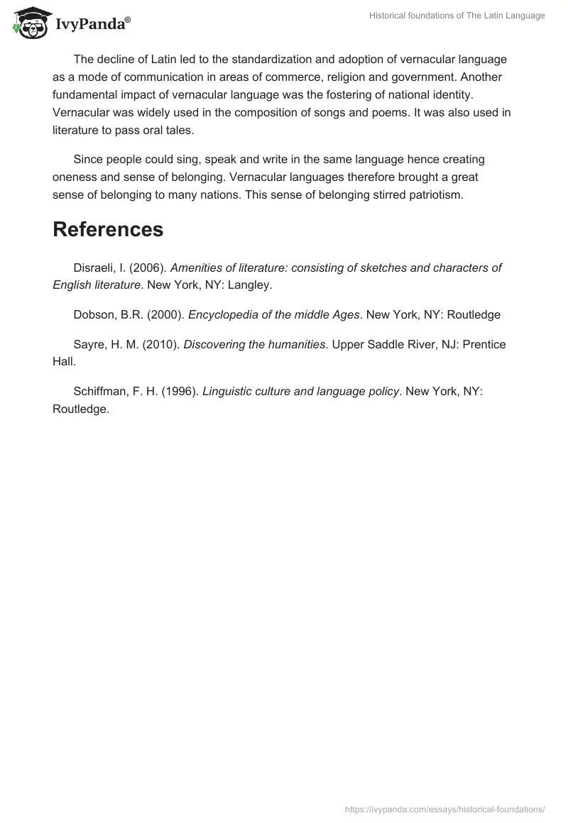 Historical foundations of The Latin Language. Page 3