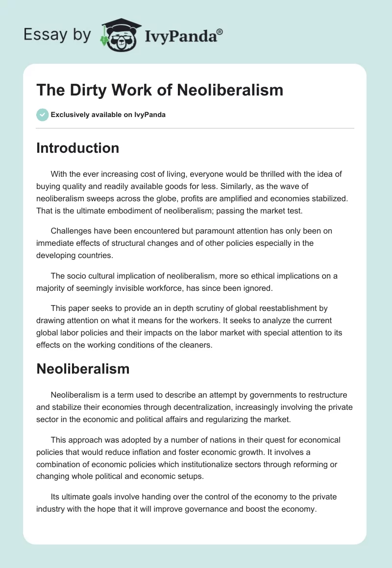 The Dirty Work of Neoliberalism. Page 1