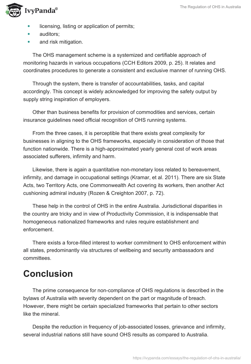 The Regulation of OHS in Australia. Page 4