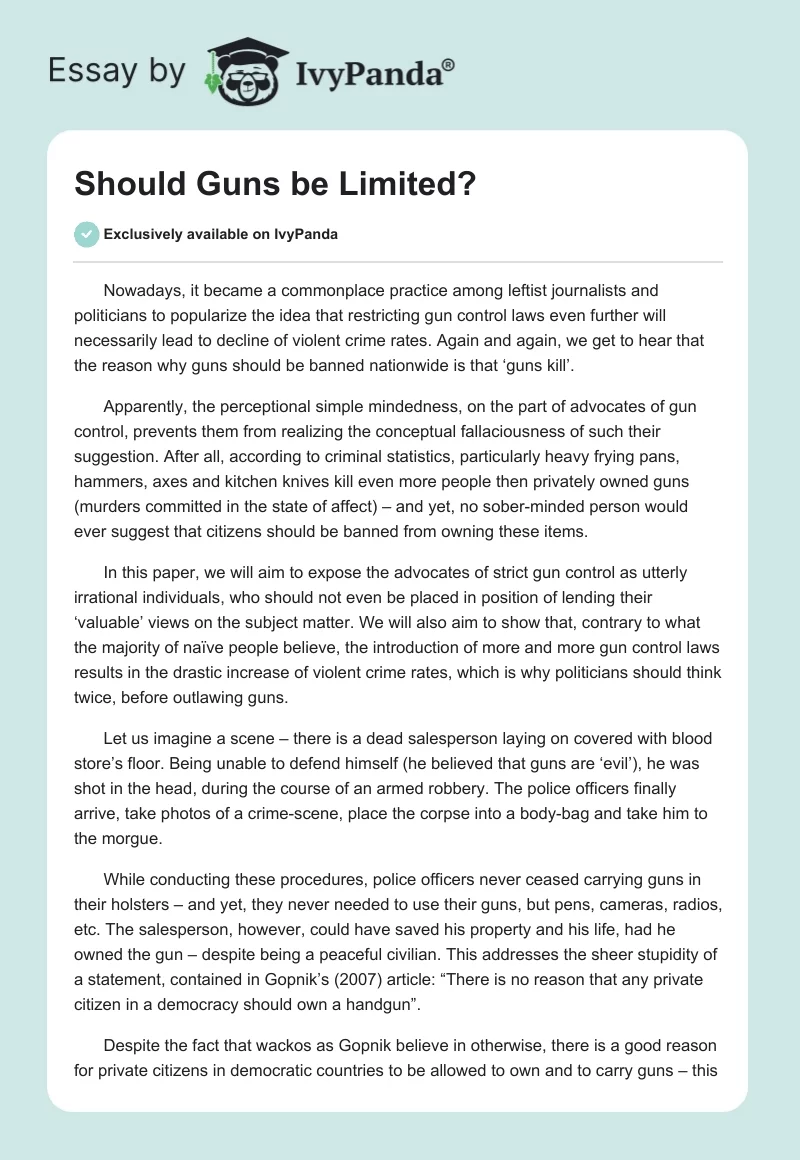 Should Guns be Limited?. Page 1
