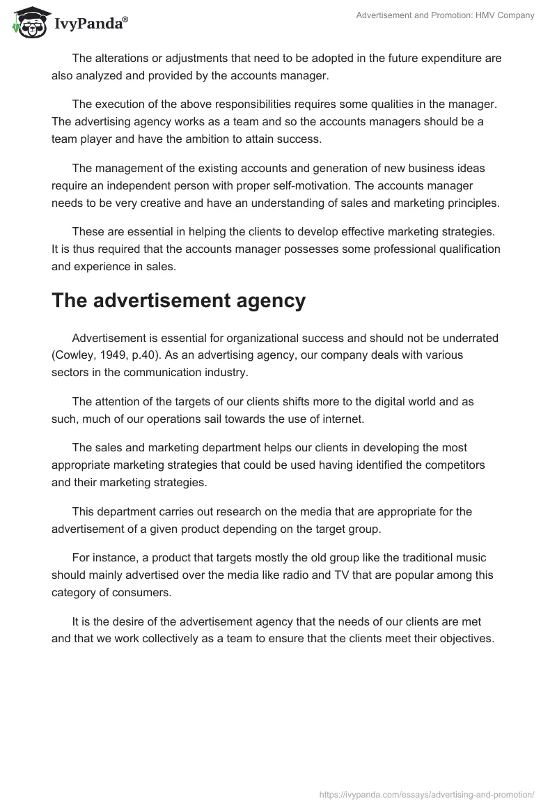 Advertisement and Promotion: HMV Company. Page 3