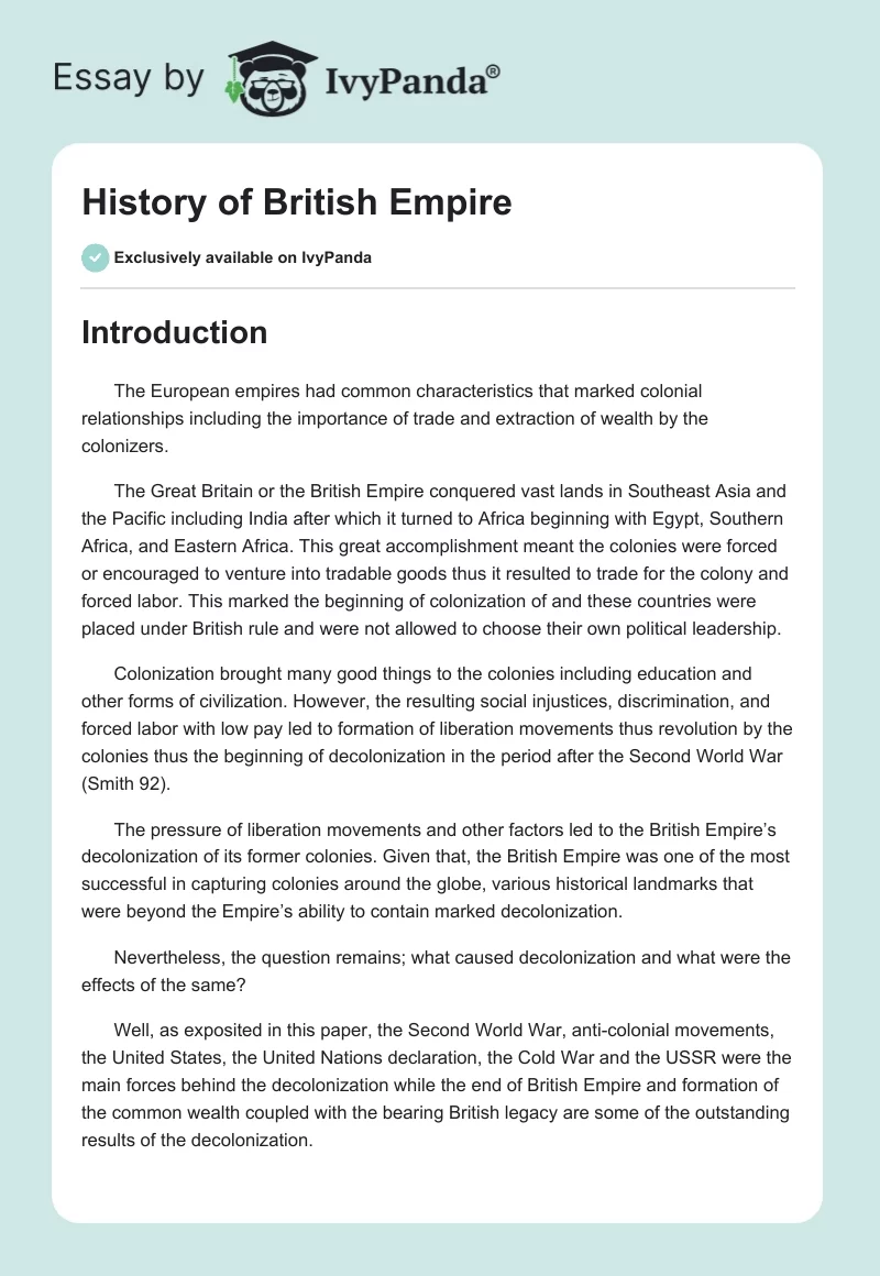 History of British Empire. Page 1