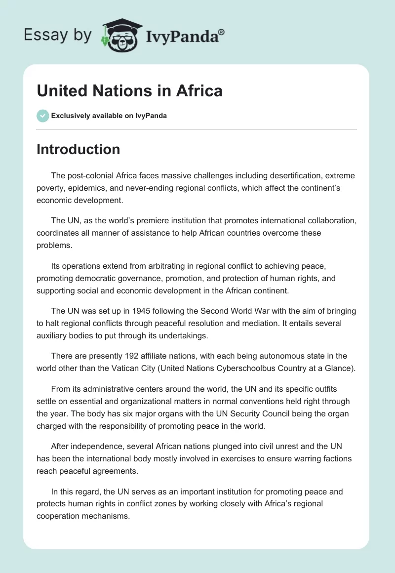 United Nations in Africa. Page 1