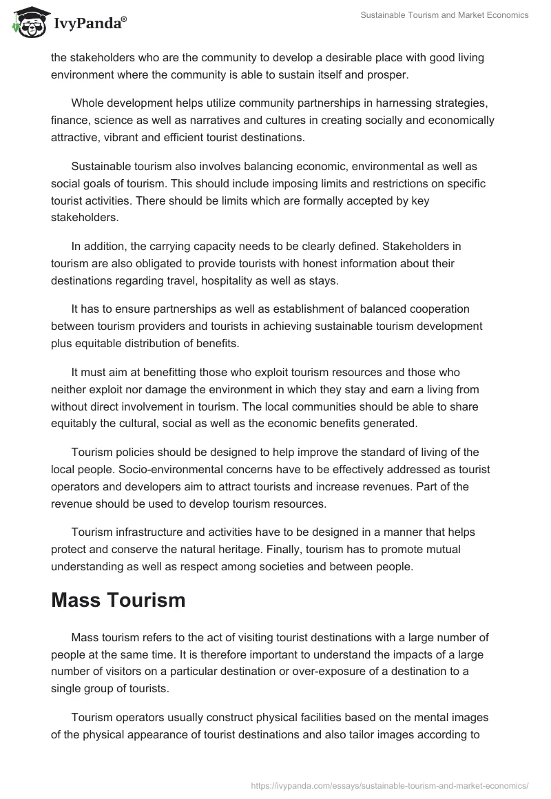 Sustainable Tourism and Market Economy. Page 2