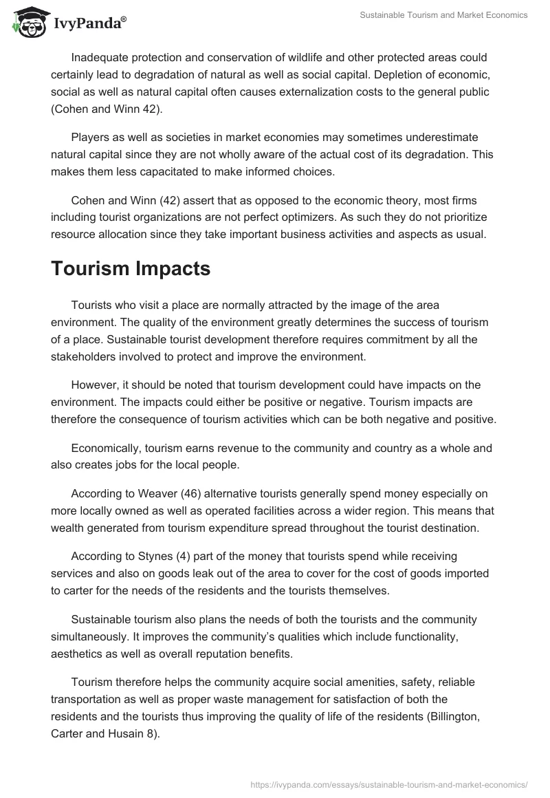 Sustainable Tourism and Market Economy. Page 5