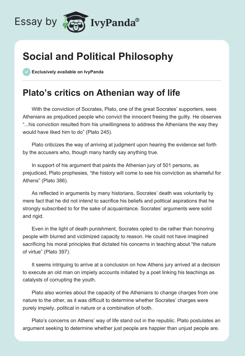 Social and Political Philosophy. Page 1