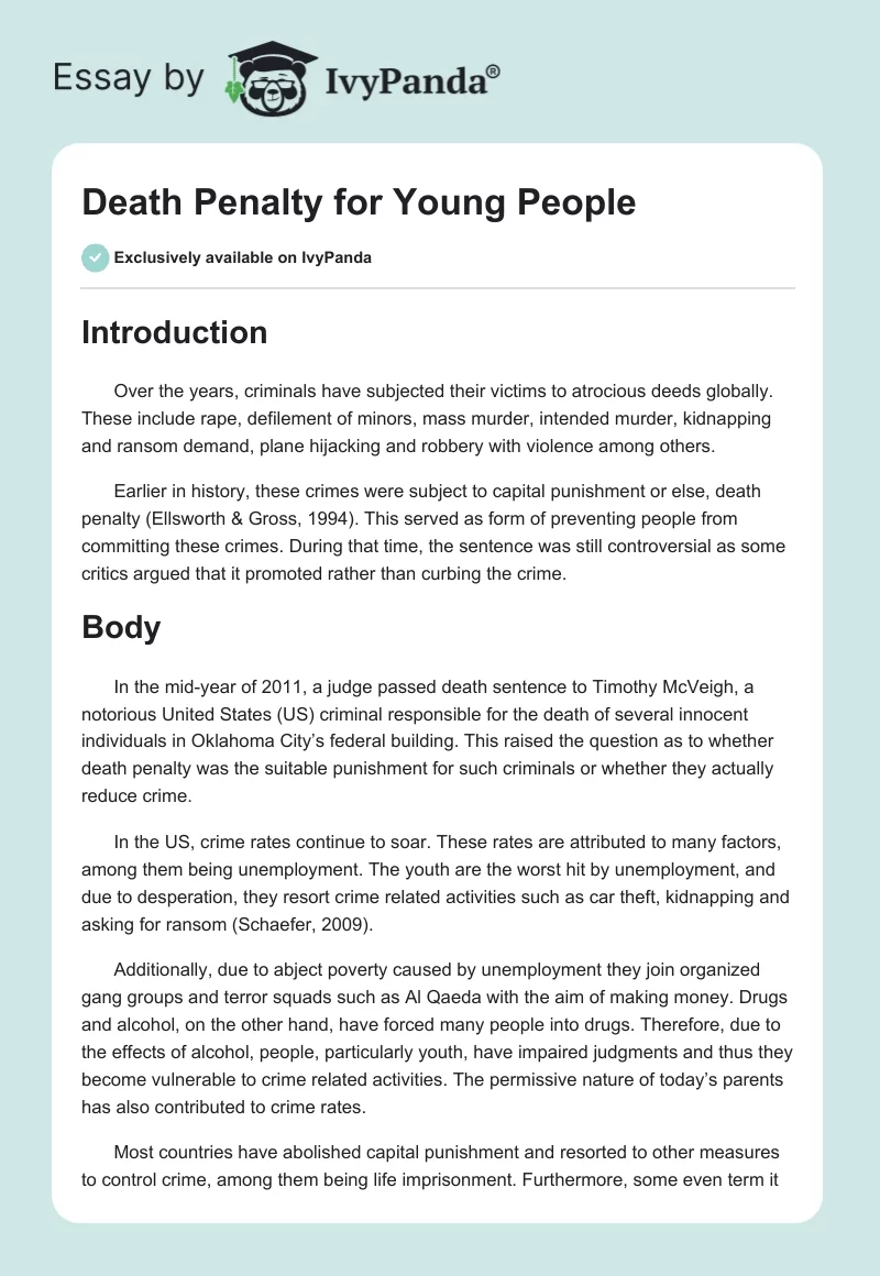 Death Penalty for Young People. Page 1