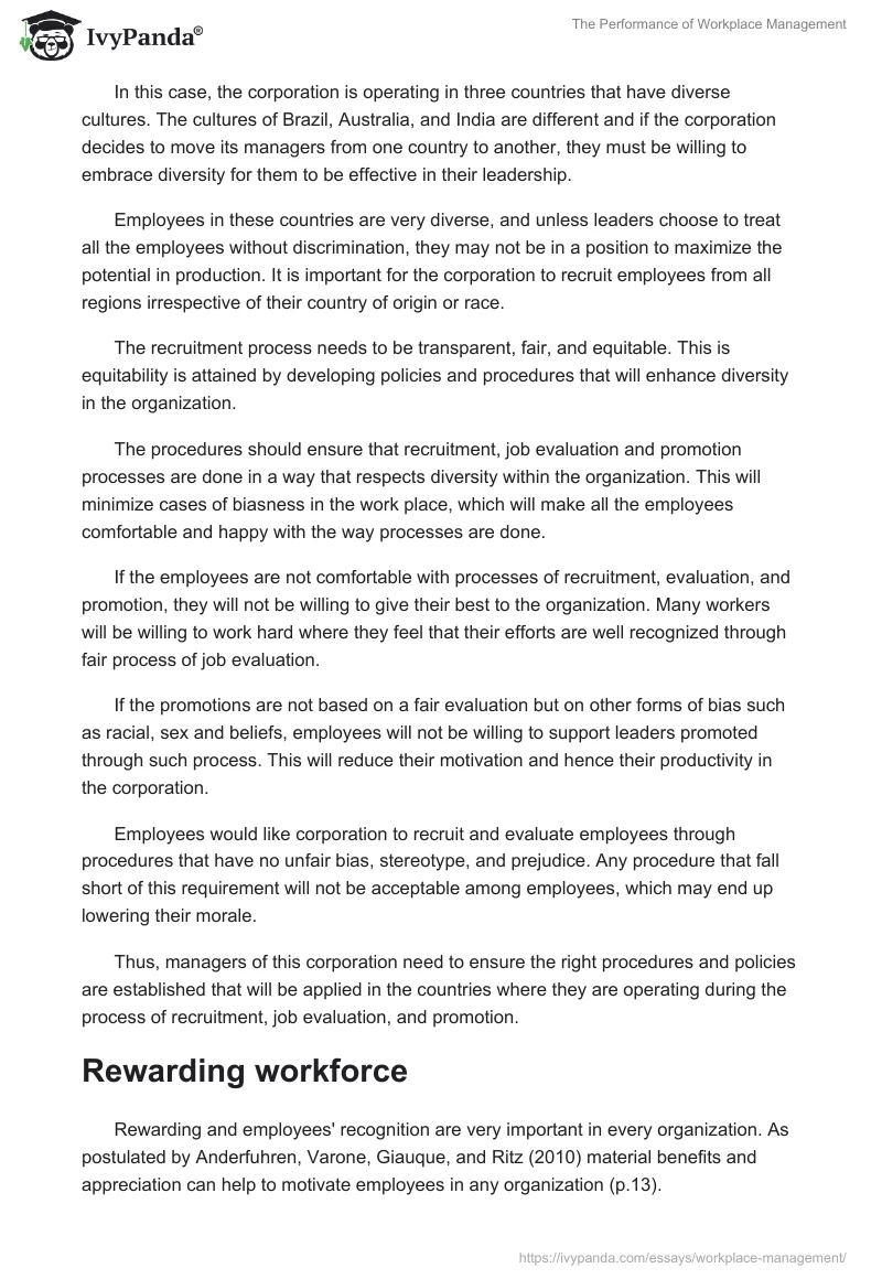 The Performance of Workplace Management. Page 4