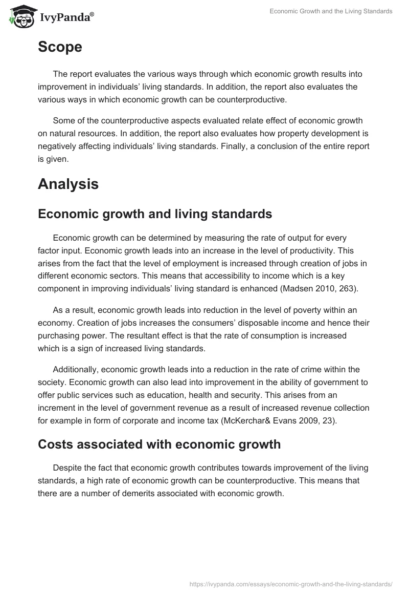 Economic Growth and the Living Standards. Page 2