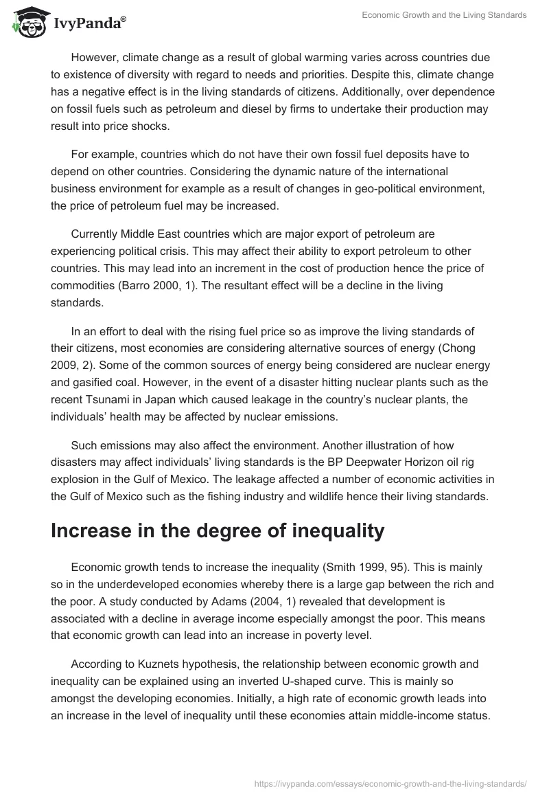 Economic Growth and the Living Standards. Page 4