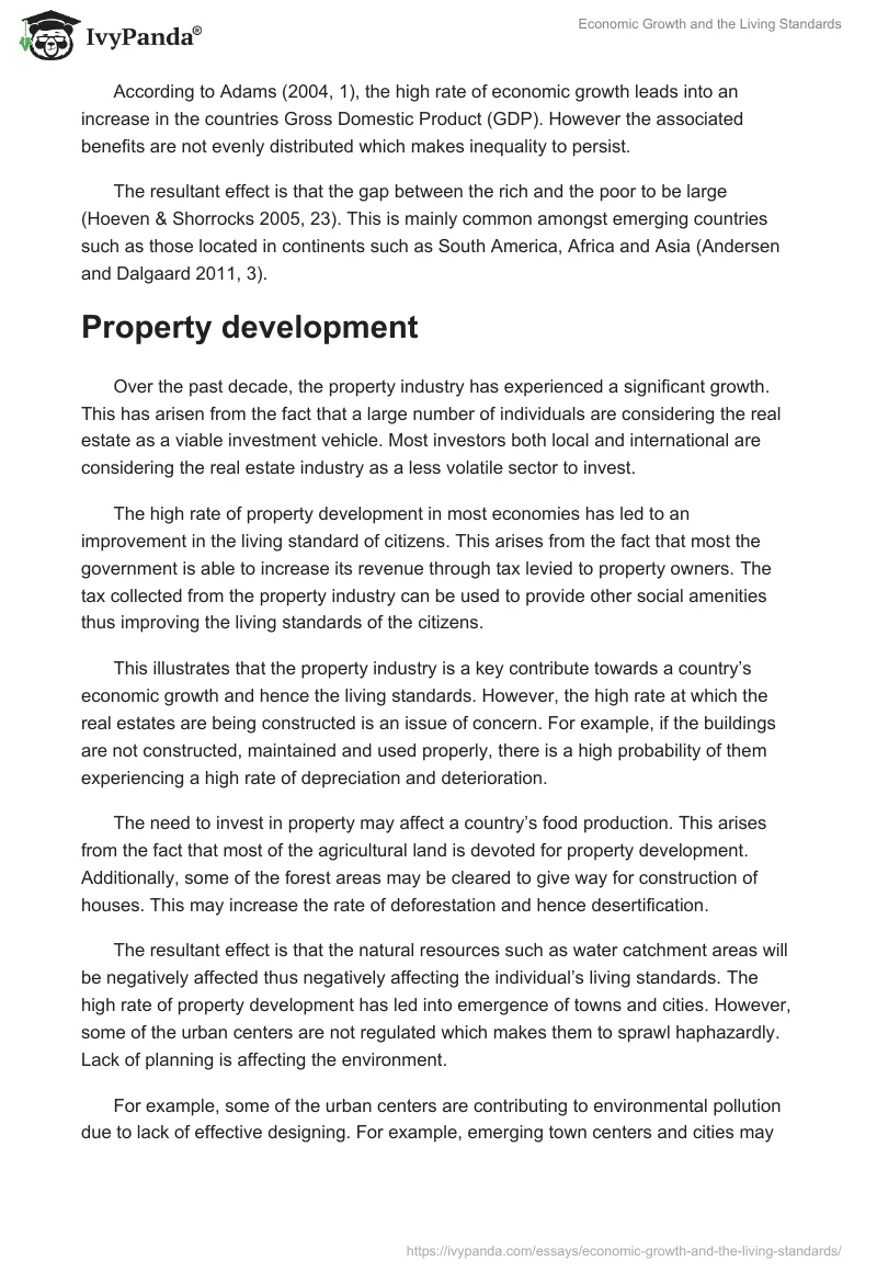 Economic Growth and the Living Standards. Page 5