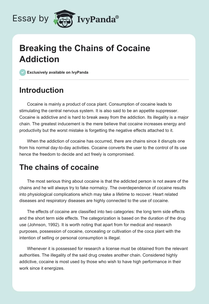 Breaking the Chains of Cocaine Addiction. Page 1