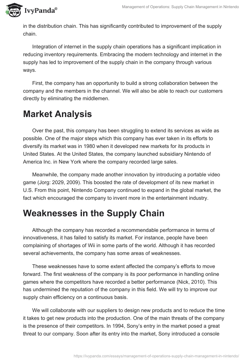 Management of Operations: Supply Chain Management in Nintendo. Page 4