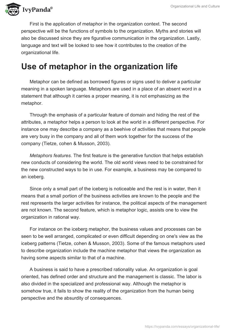 Organizational Life and Culture. Page 2