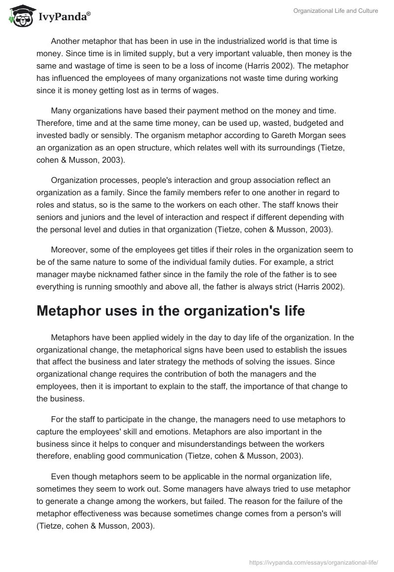 Organizational Life and Culture. Page 3