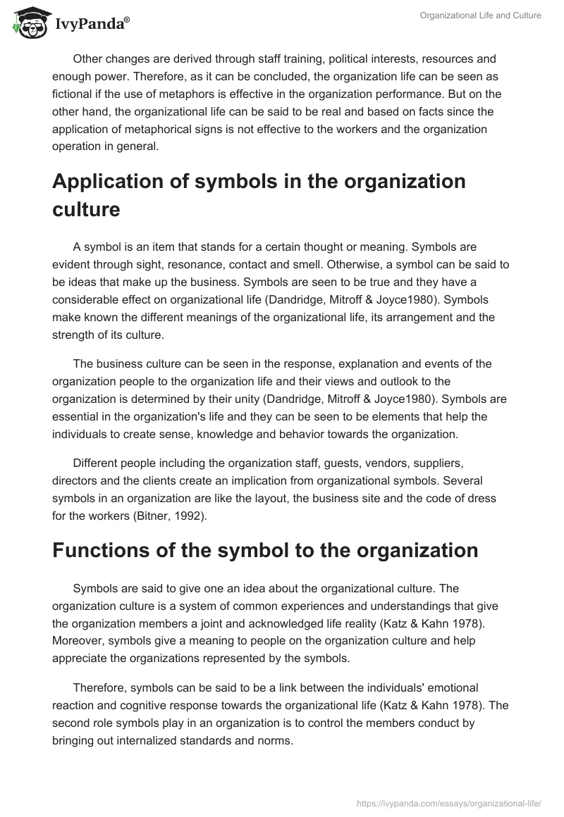 Organizational Life and Culture. Page 4