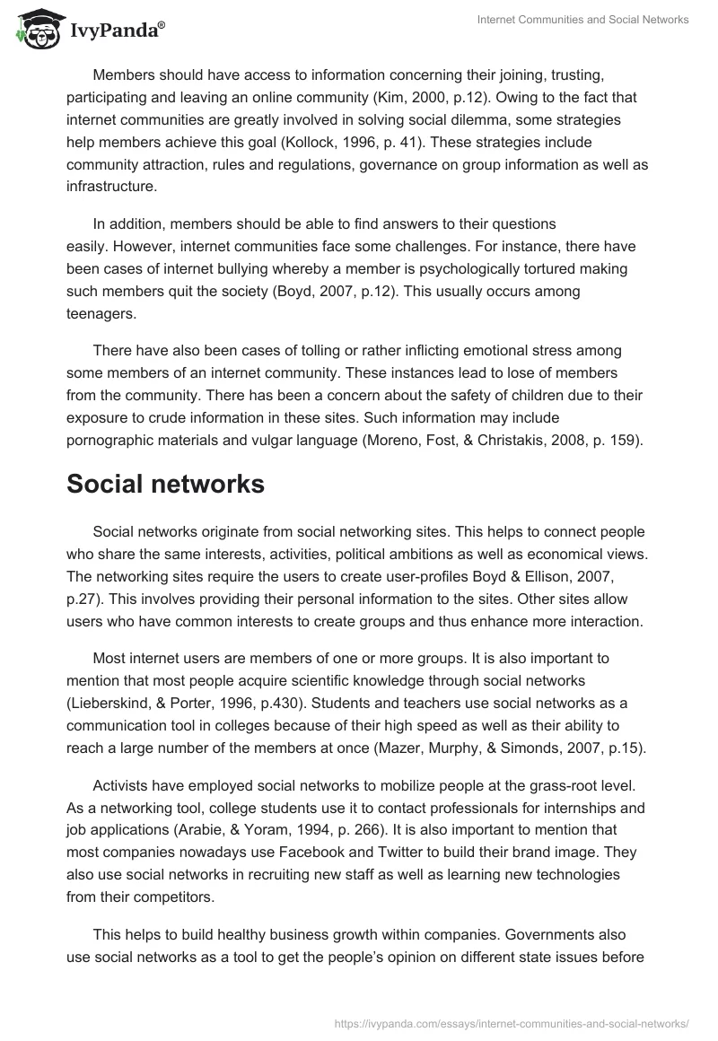 Internet Communities and Social Networks. Page 2