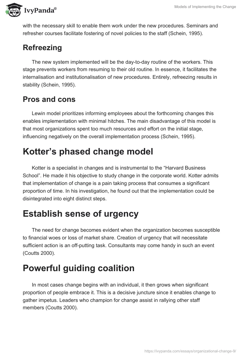 Models of Implementing the Change. Page 2