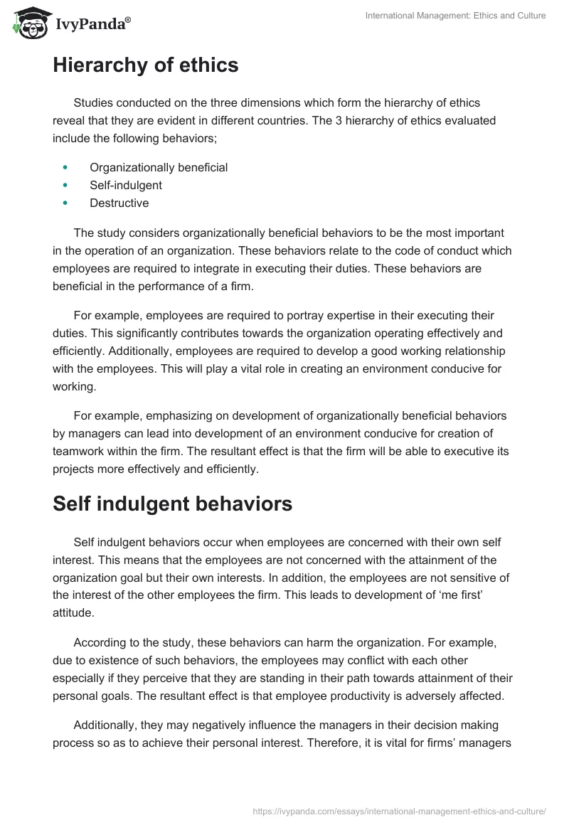 International Management: Ethics and Culture. Page 2