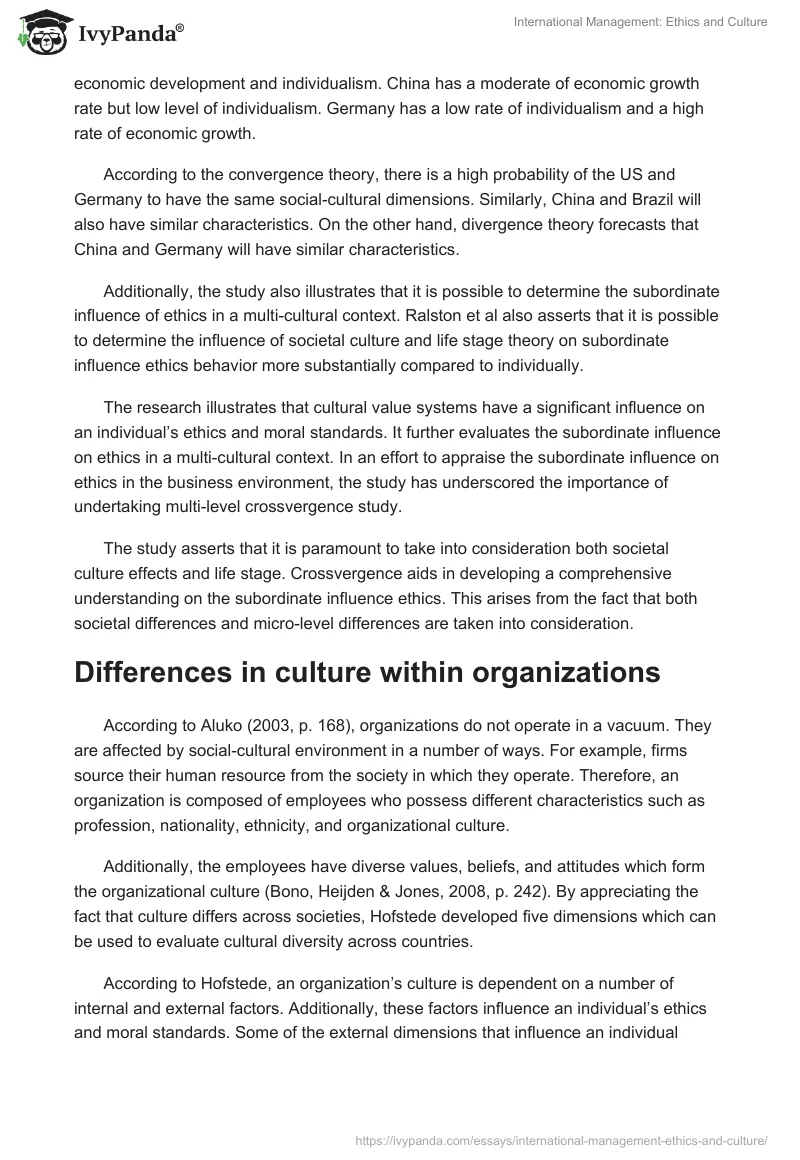 International Management: Ethics and Culture. Page 5