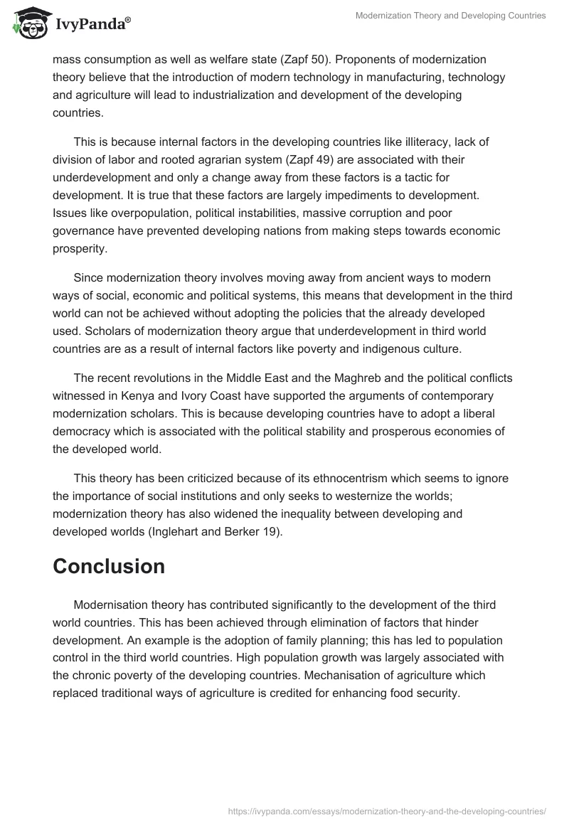 Modernization Theory and Developing Countries. Page 2