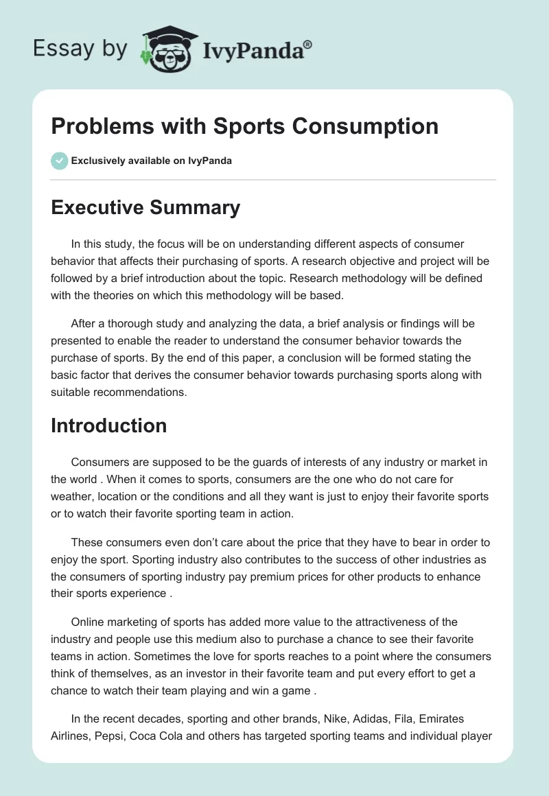 Problems with Sports Consumption. Page 1