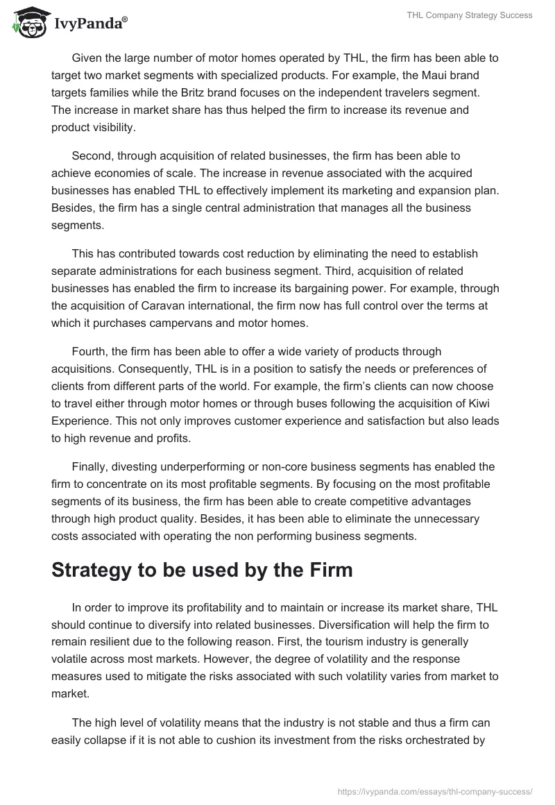 THL Company Strategy Success. Page 2